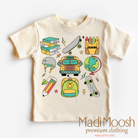 Boys Cute Back To School Shirt Cotton Bella Canvas Madi Moosh
