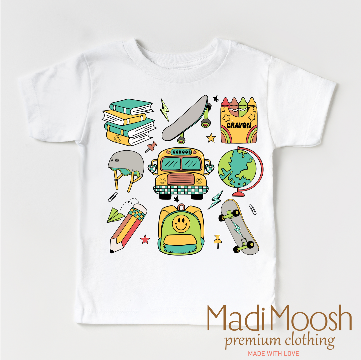 Boys Cute Back To School Shirt Cotton Bella Canvas Madi Moosh