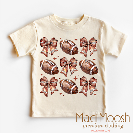 Football And Bows Soft Lightweight Football Tee Shirt