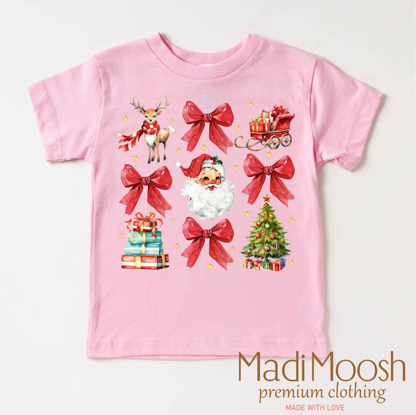 Santa Bows and Christmas Shirt - Christmas Tee