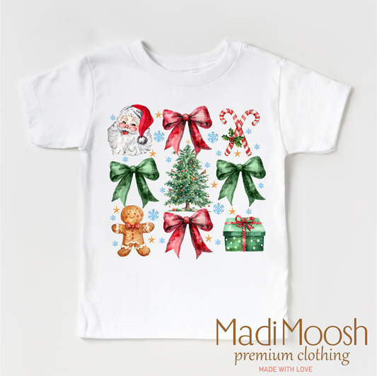 Christmas Bows And Santa Shirt Christmas Tee Madi Moosh