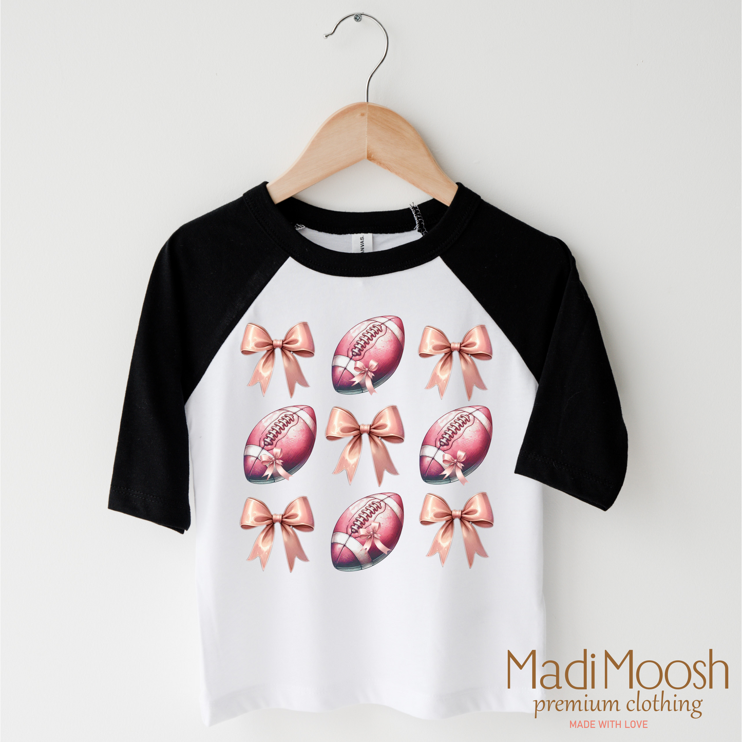Football And Bows Soft Cotton Shirt Football Tee Madi Moosh