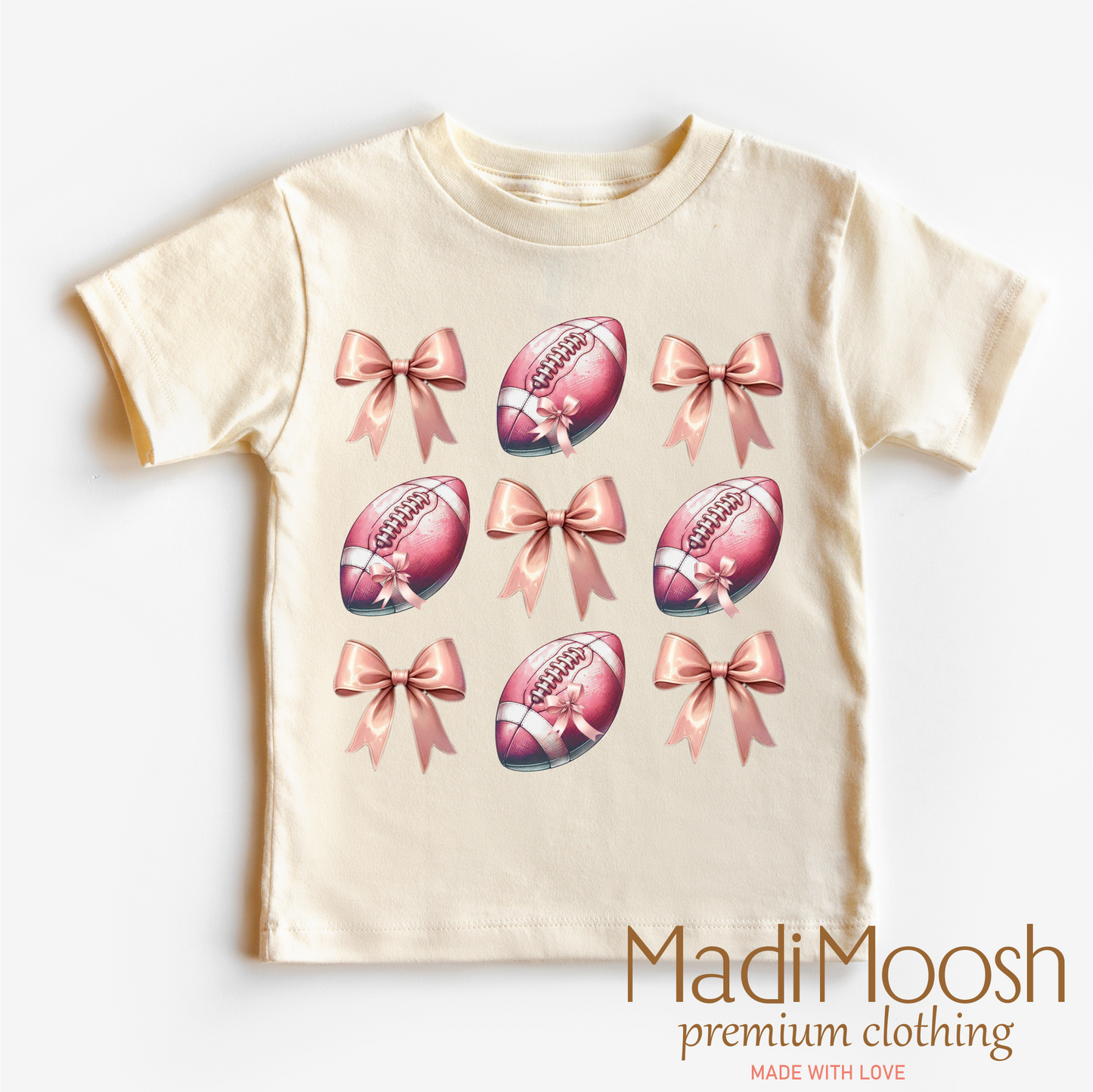 Football And Bows Soft Cotton Shirt Football Tee Madi Moosh