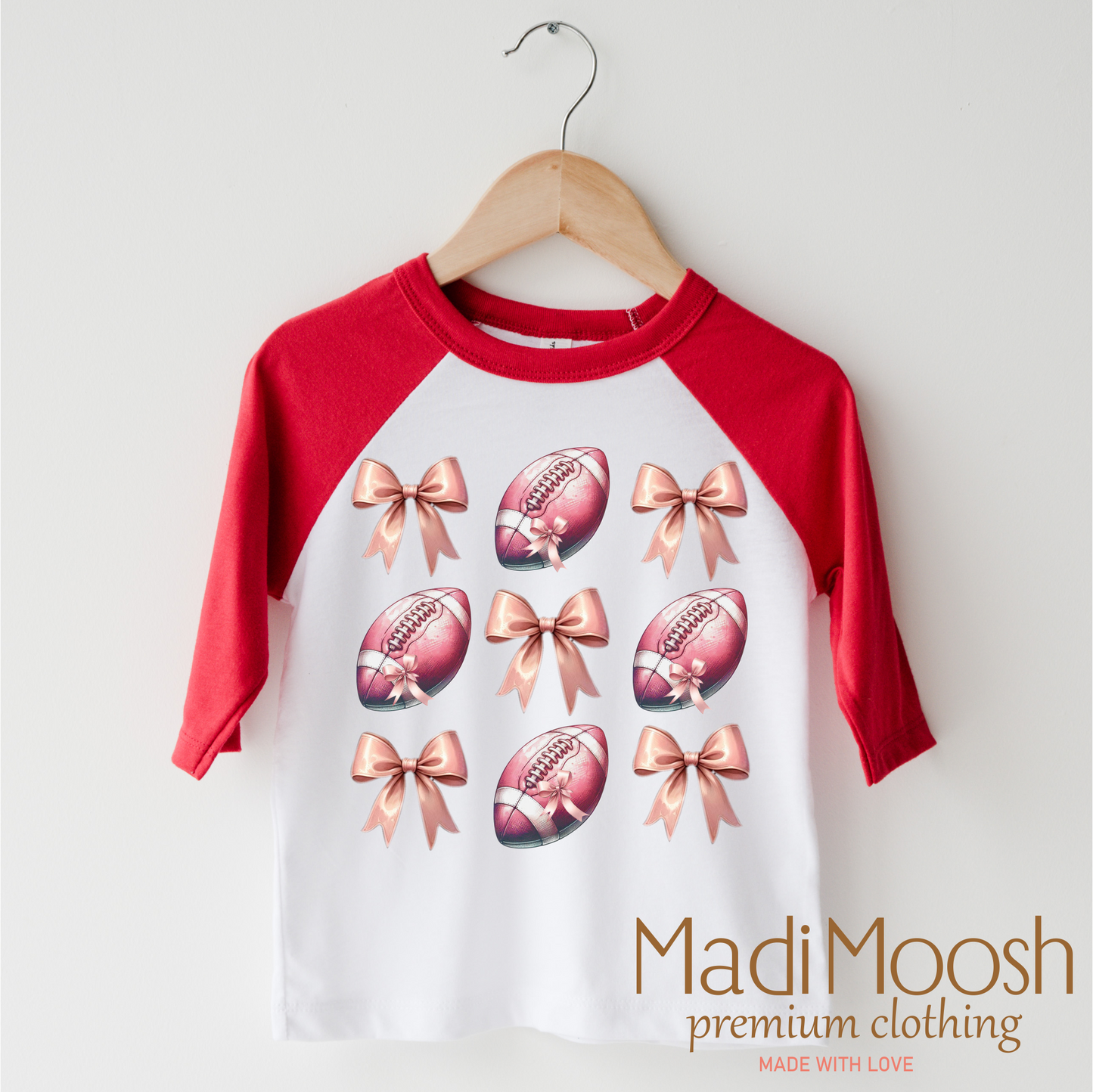 Football And Bows Soft Cotton Shirt Football Tee Madi Moosh