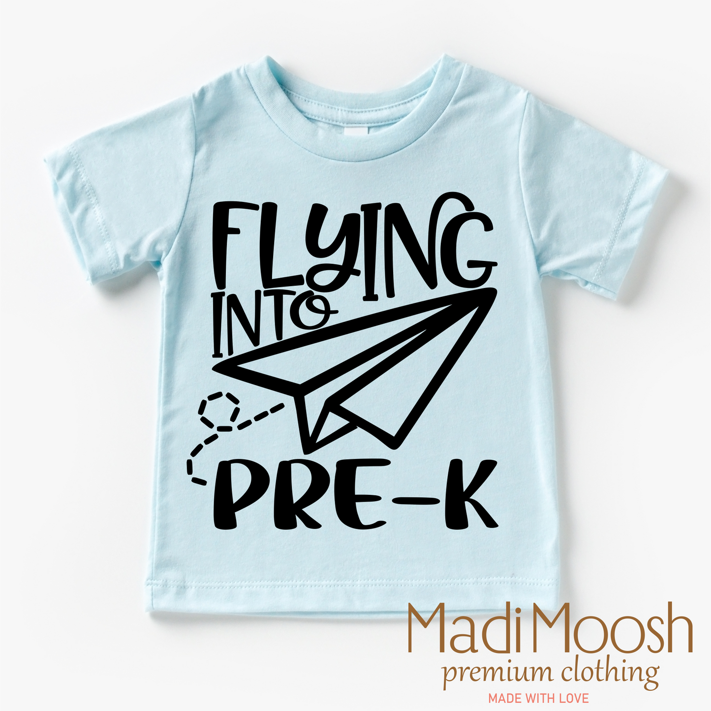 Flying Into Pre-K Back To School Shirt 100% Cotton Kids Tee Madi Moosh