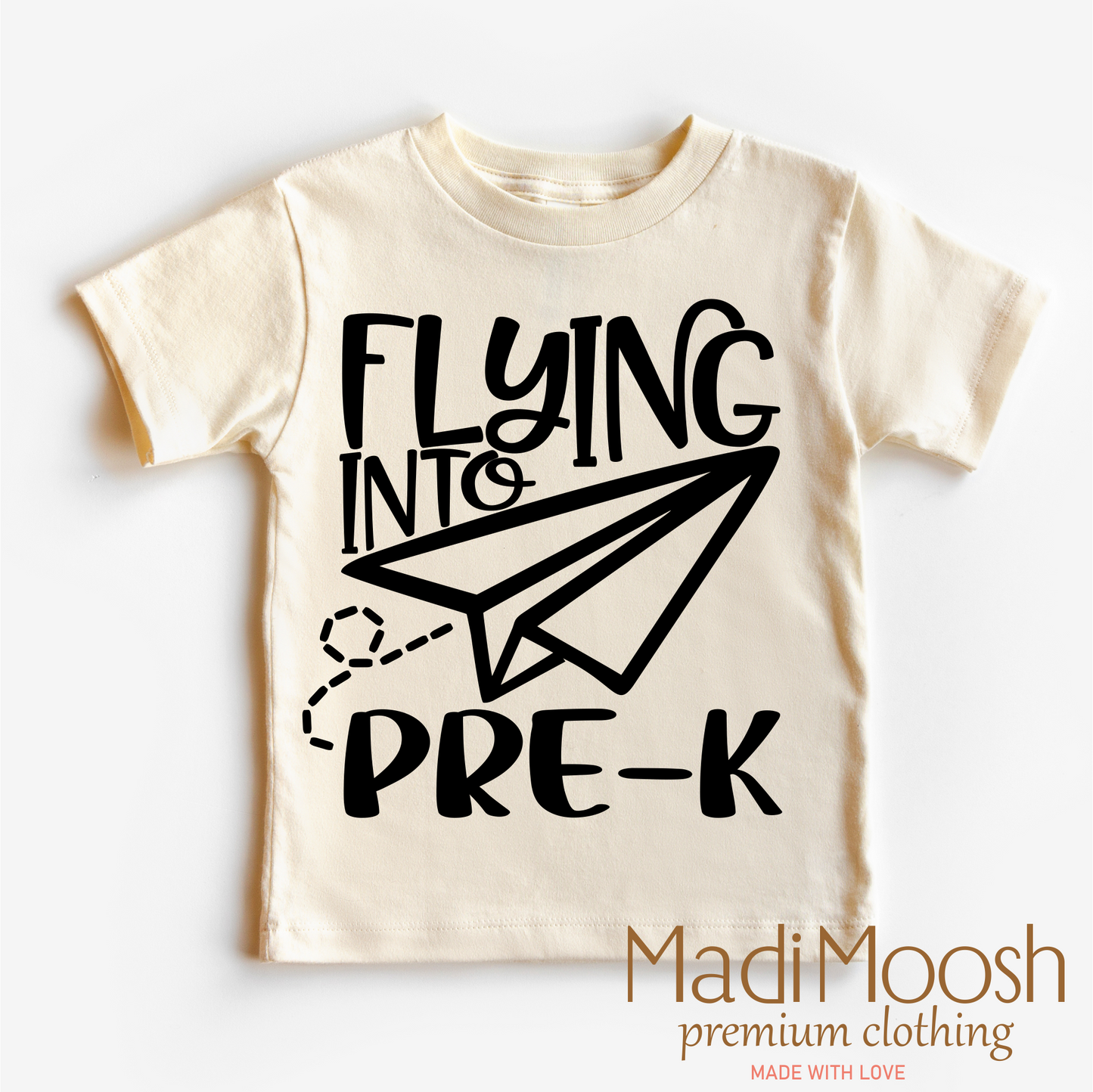 Flying Into Pre-K Back To School Shirt 100% Cotton Kids Tee Madi Moosh