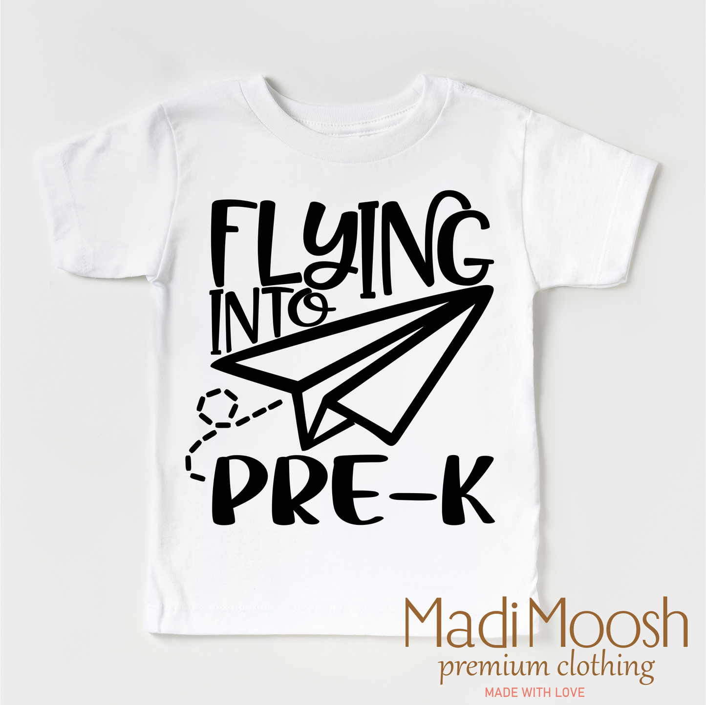 Flying Into Pre-K Back To School Shirt 100% Cotton Kids Tee Madi Moosh
