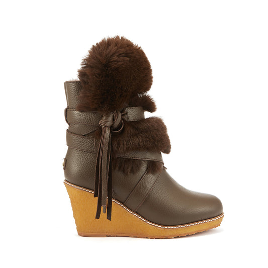 Wedge Heeled Burnt Ankle Boot Montreal Australia Luxe Collective