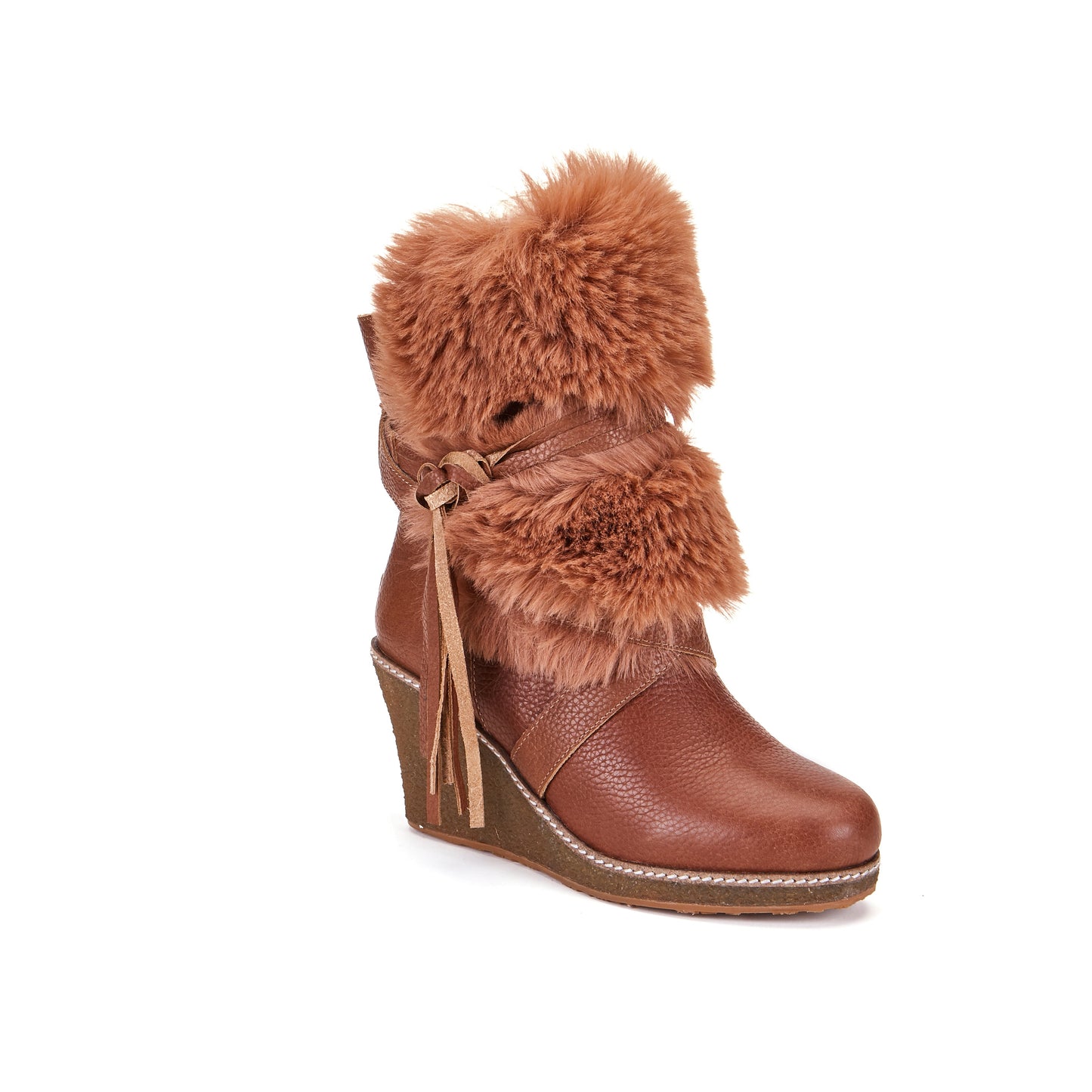 High Wedge Heeled Ankle Boot Leather Cross Straps MONTREAL WHISKY