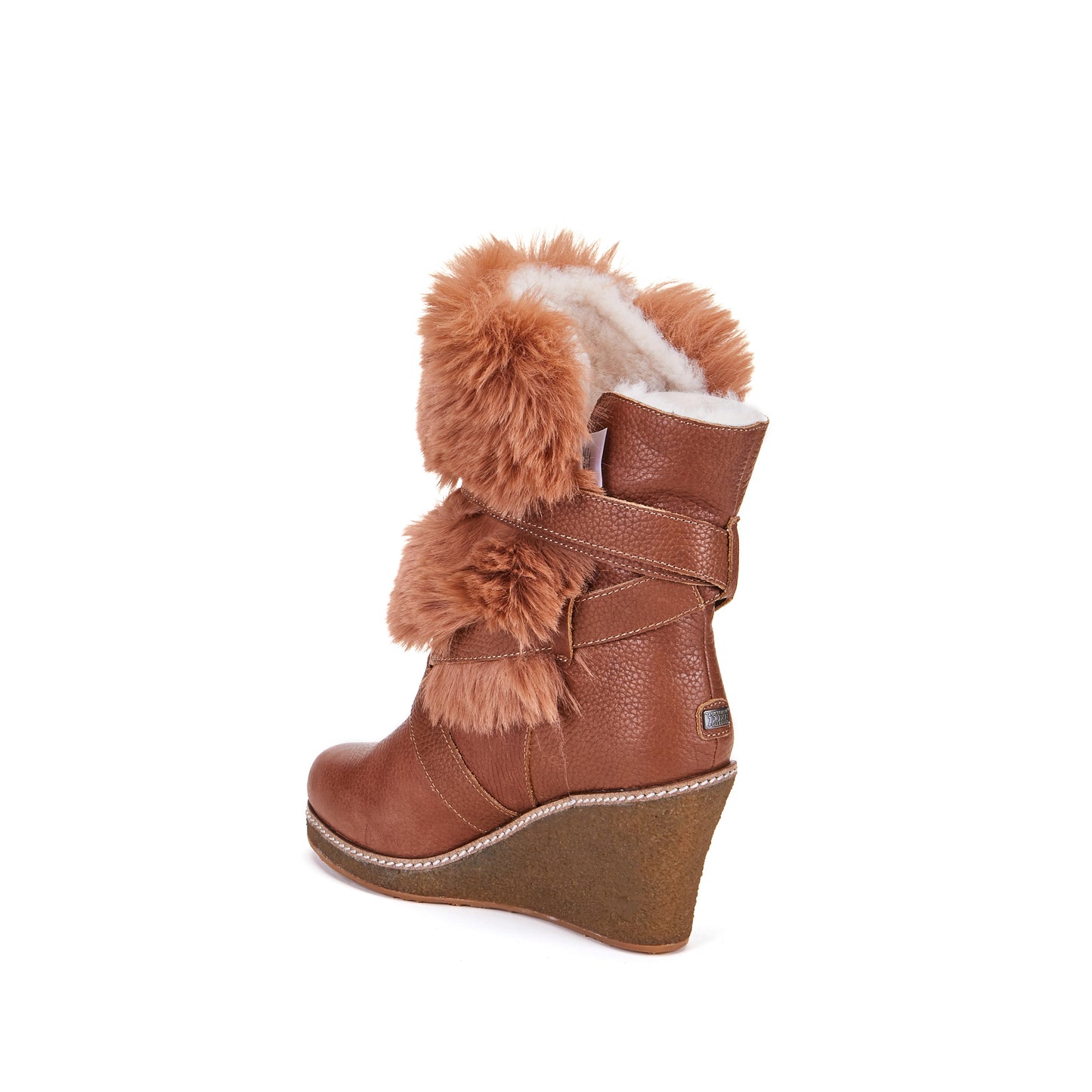 High Wedge Heeled Ankle Boot Leather Cross Straps MONTREAL WHISKY