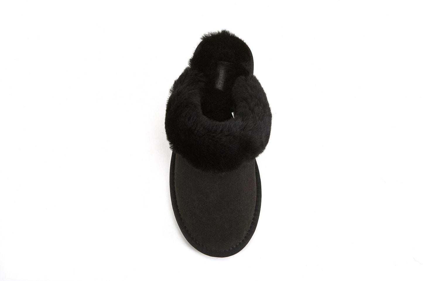 Sheepskin Soft Shearling Mule Slipper Low Platform MOOL BLACK