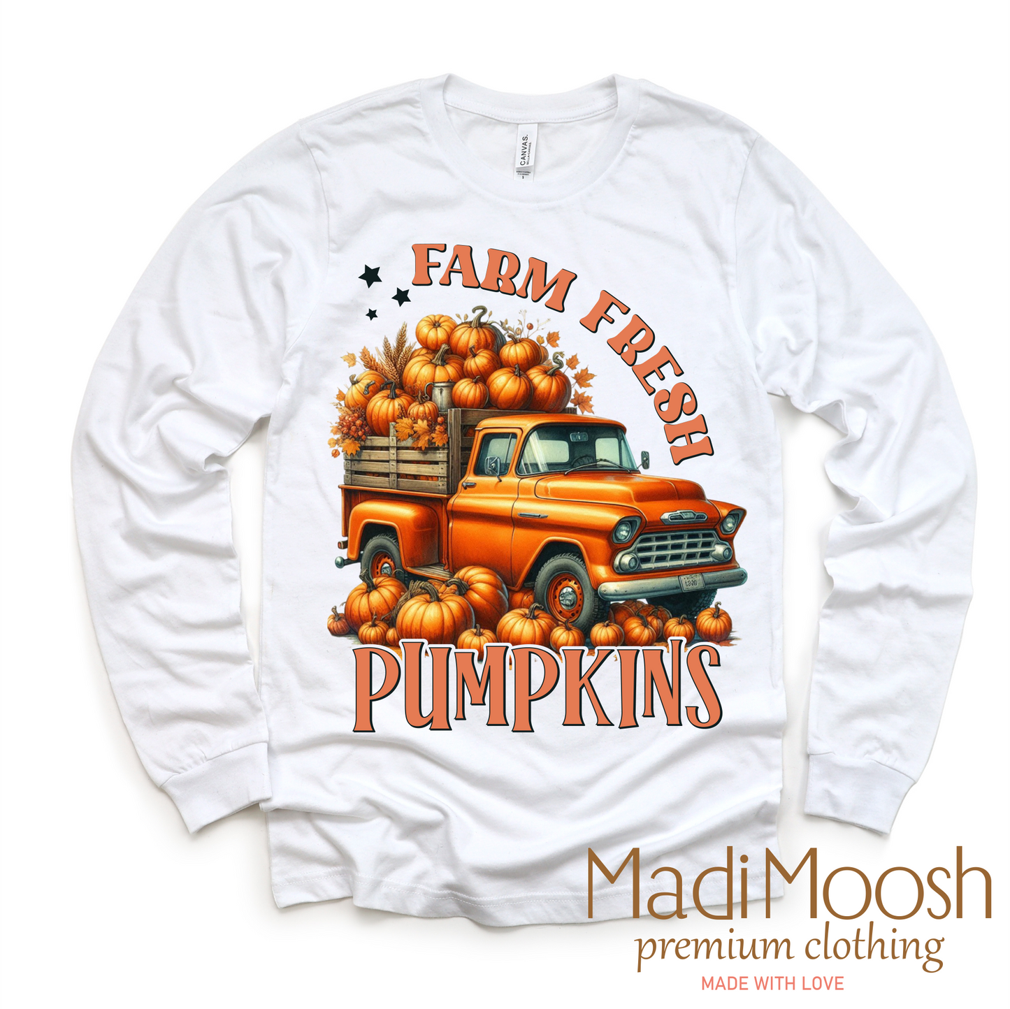 Farm Fresh Pumpkins Retro Fall Long Sleeve Shirt Madi Moosh