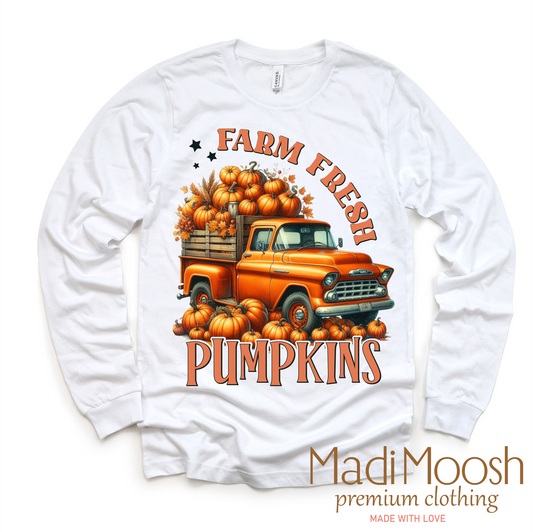 Farm Fresh Pumpkins Retro Fall Long Sleeve Shirt Madi Moosh
