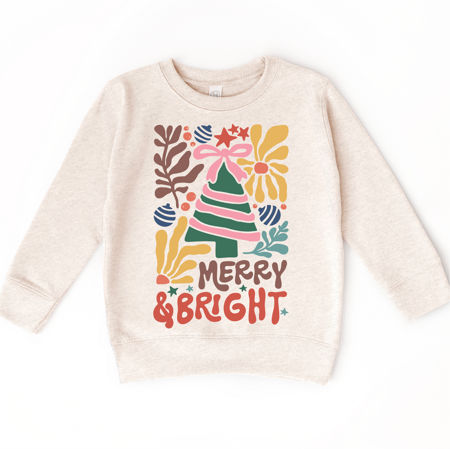Boho Merry and Bright Long Sleeve Christmas Shirt Bella Canvas