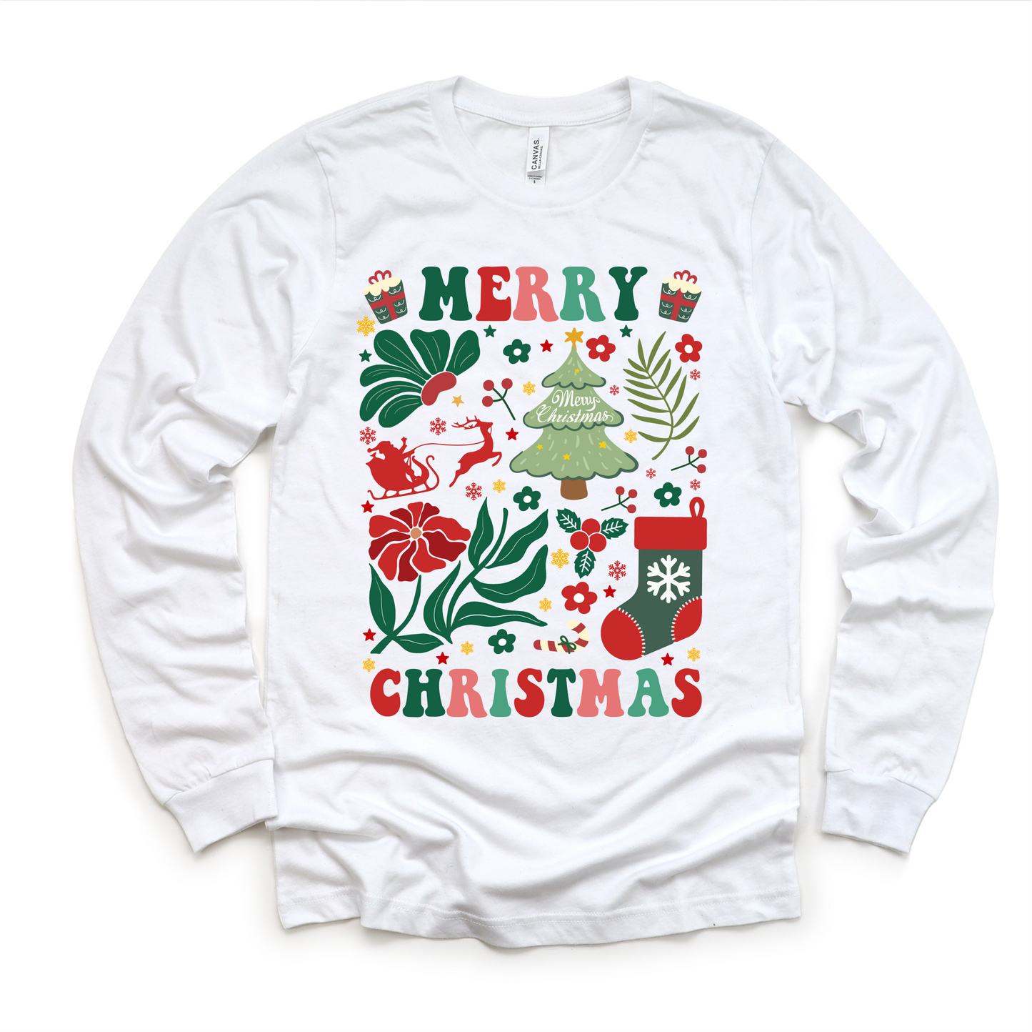 Boho Merry Christmas Long Sleeve Shirt Tee Madi Moosh