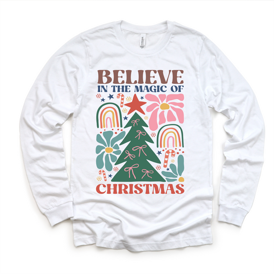 Boho Long Sleeve Shirt Believe In The Magic Of Christmas Madi Moosh