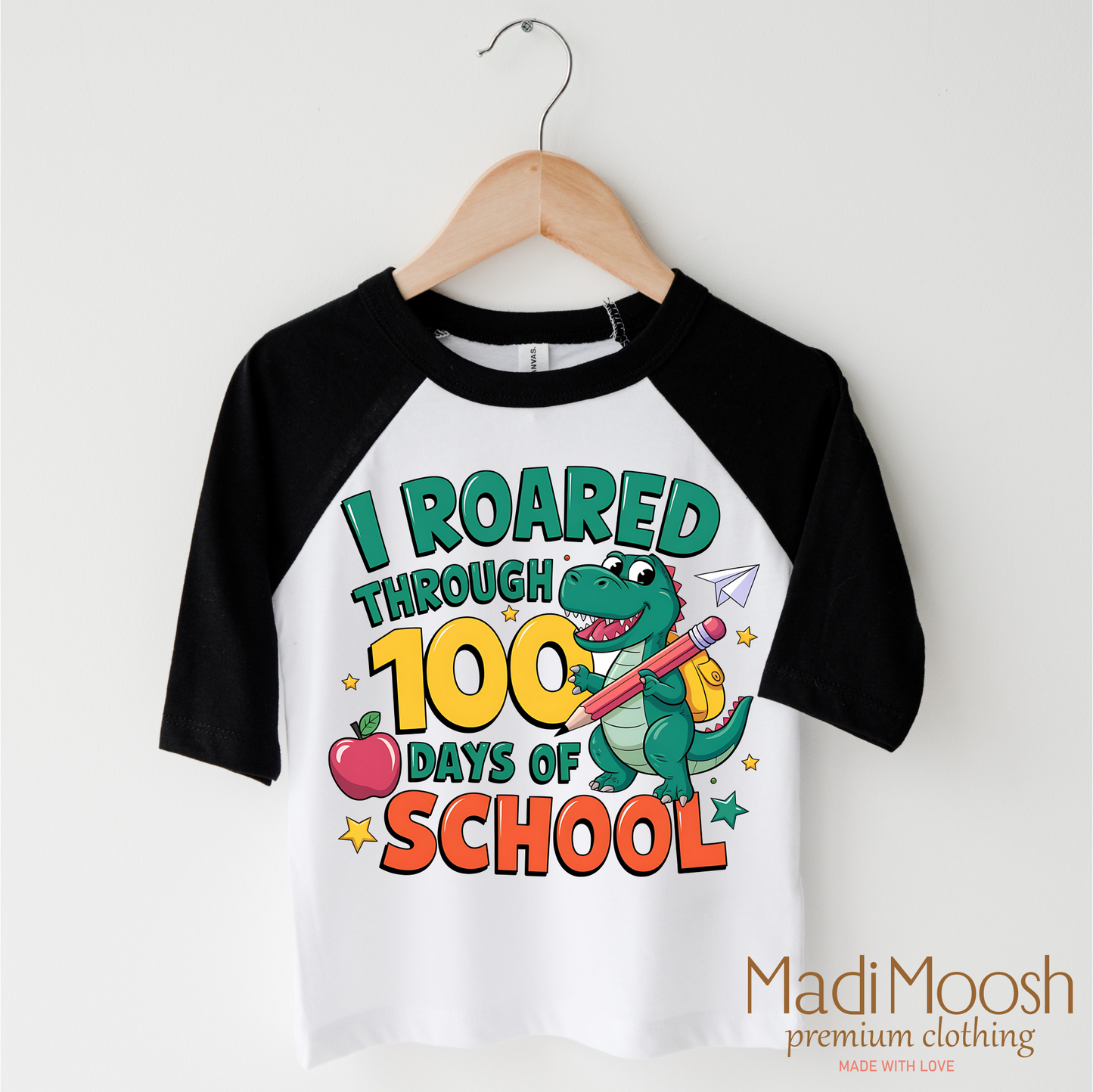 I Roared Through 100 Days Of School Shirt School Tee Madi Moosh
