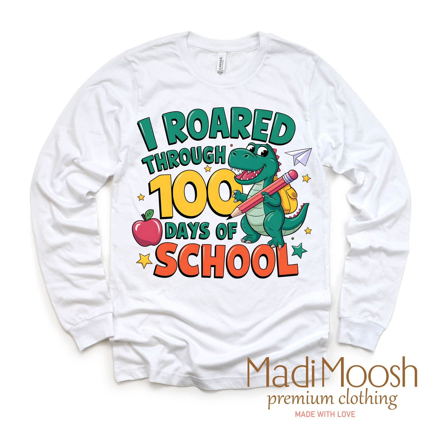 I Roared Through 100 Days Of School Shirt School Tee Madi Moosh