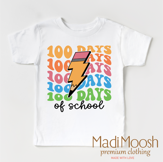 100 Days Of School Lightning Bolt Shirt - School Tee