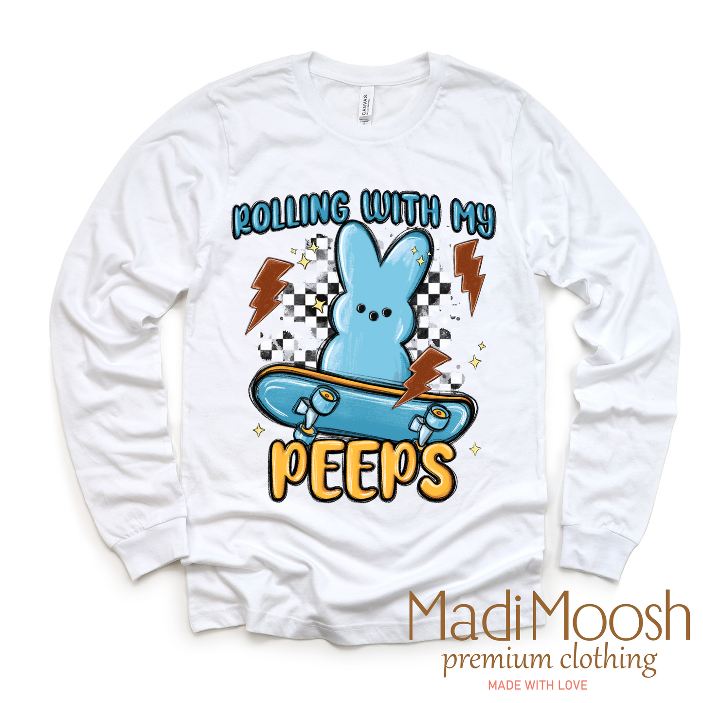 Rolling With My Peeps Easer Shirt - Boys Skater Easter Tee