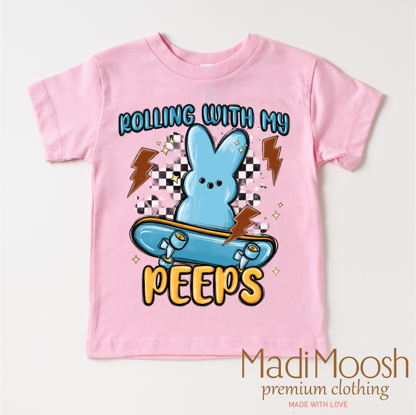 Rolling With My Peeps Easer Shirt - Boys Skater Easter Tee