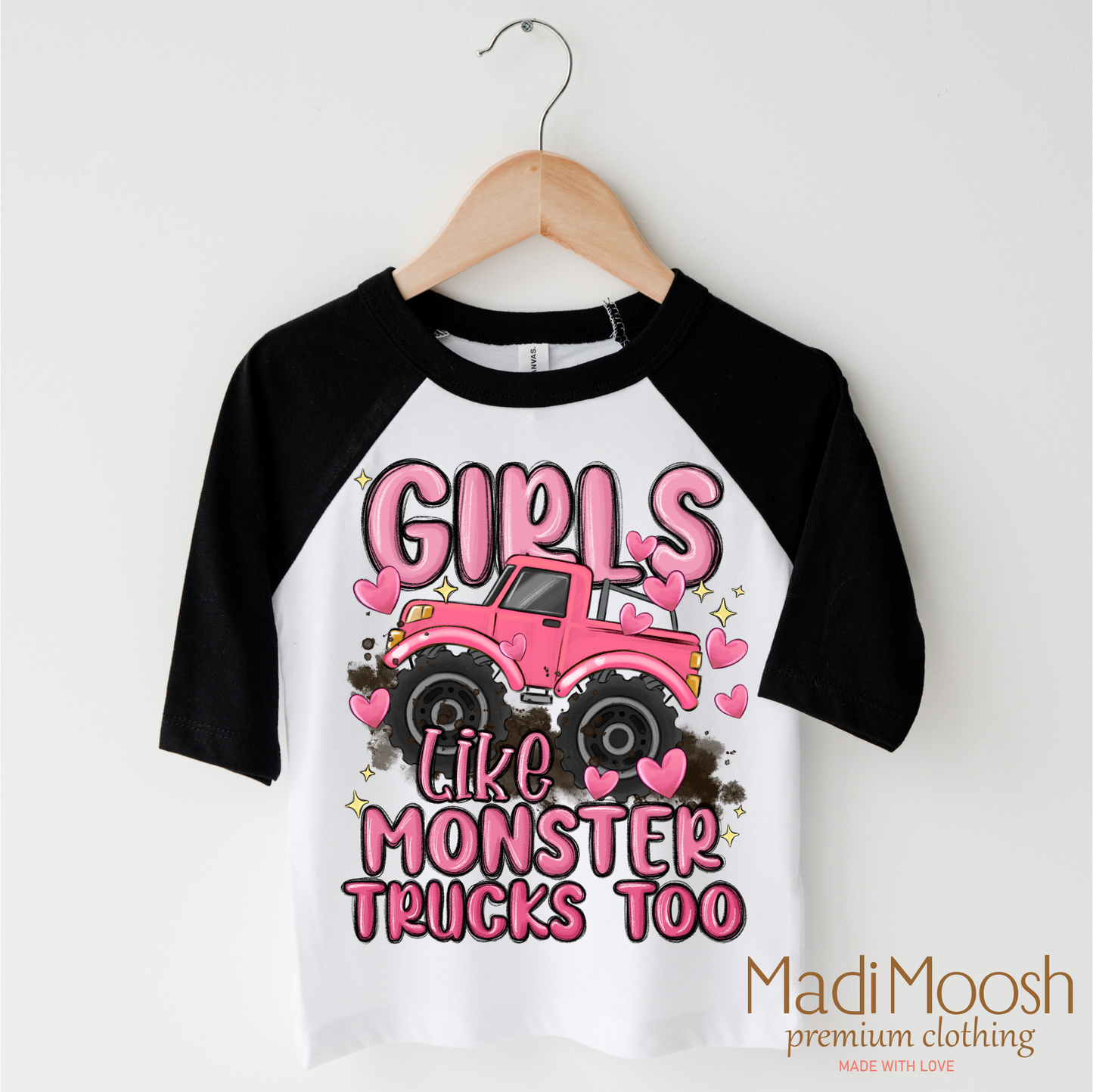 Girls Like Monster Trucks Too Shirt - Kids Monster Truck Tee