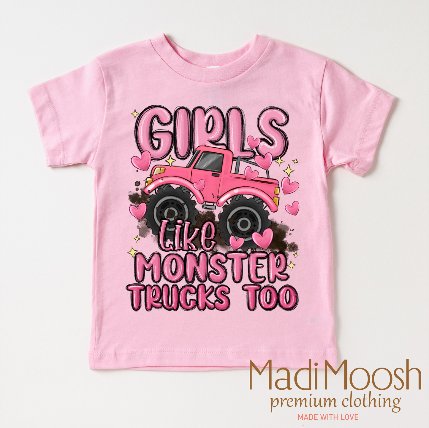 Girls Like Monster Trucks Too Shirt - Kids Monster Truck Tee