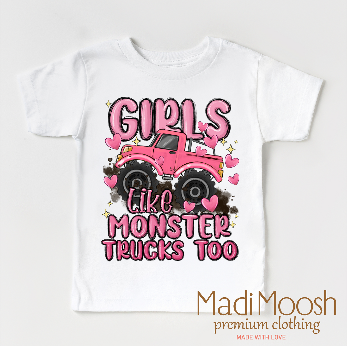 Girls Like Monster Trucks Too Shirt - Kids Monster Truck Tee