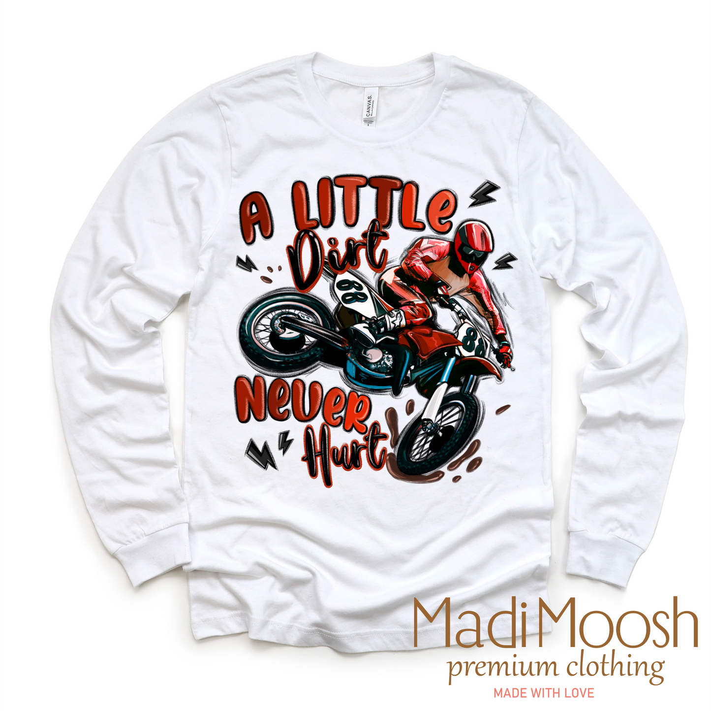 Motocross A Little Dirt Never Hurt Shirt - Boys Motorcycle Tee