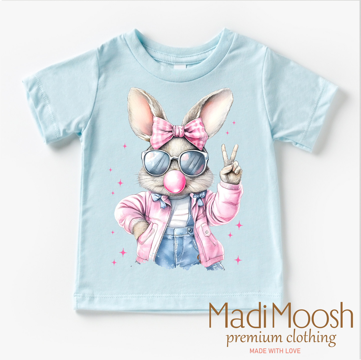 Eater Bunny Blowing Bubbles Shirt - Kids Retro Easter Bunny Tee