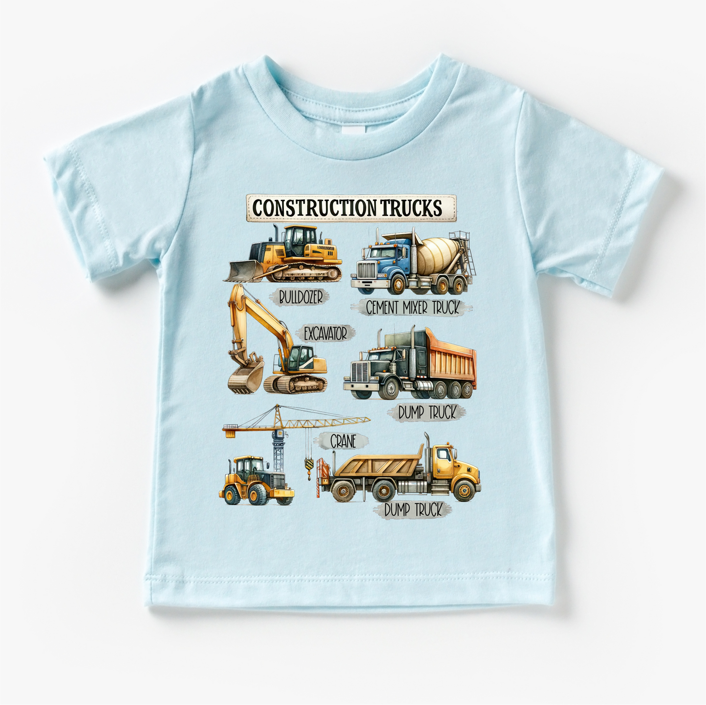 Construction Trucks Shirt - Kids Excavator, Bulldozer, Tee