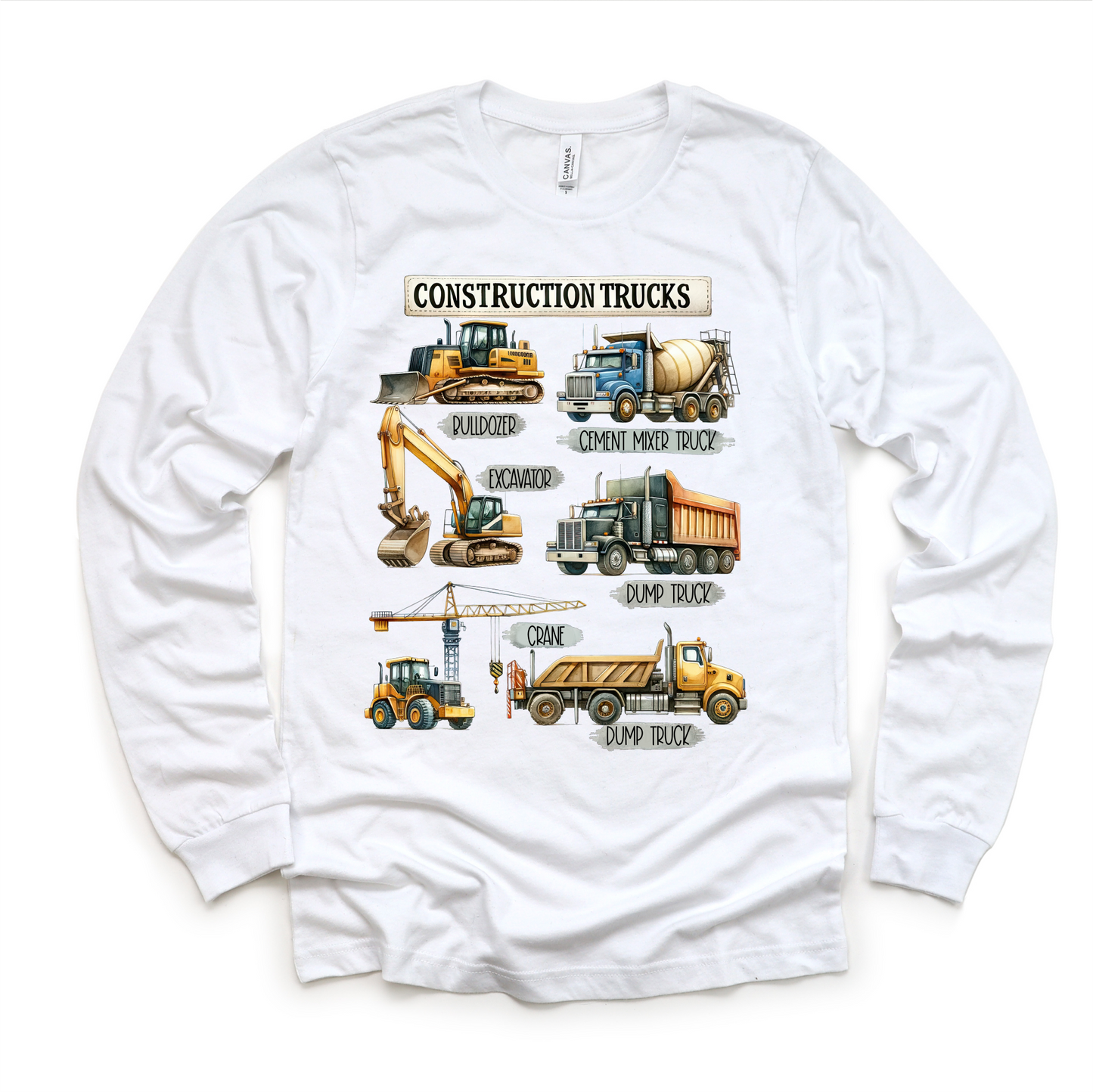 Construction Trucks Shirt - Kids Excavator, Bulldozer, Tee