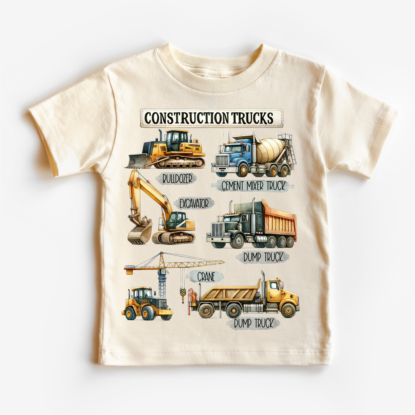 Construction Trucks Shirt - Kids Excavator, Bulldozer, Tee
