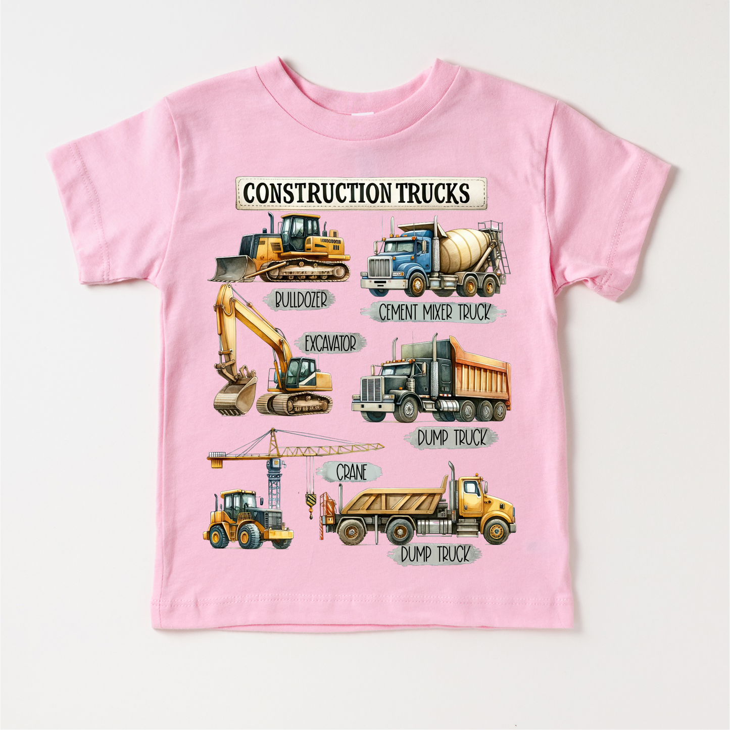 Construction Trucks Shirt - Kids Excavator, Bulldozer, Tee