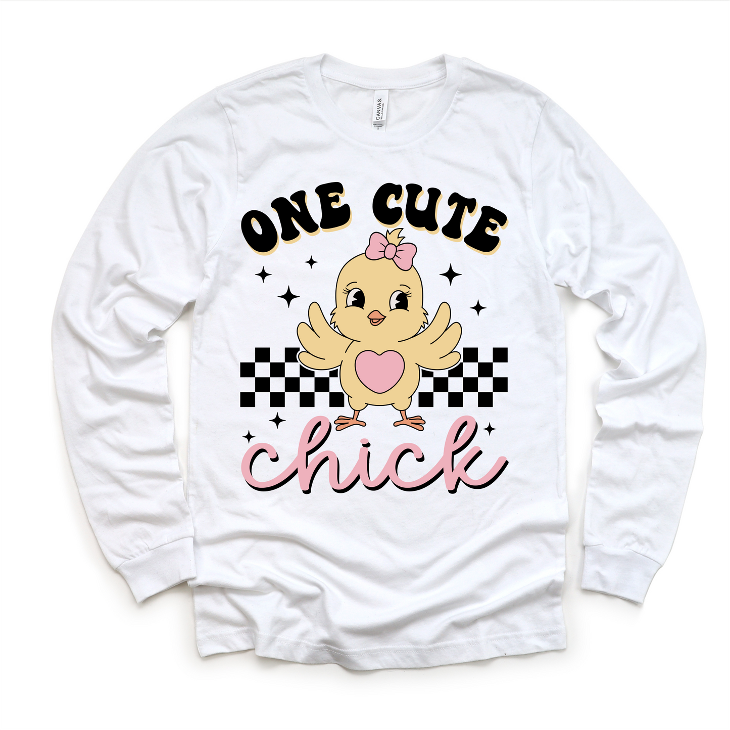 One Cute Chick Easter Shirt - Girls Retro Easter Tee