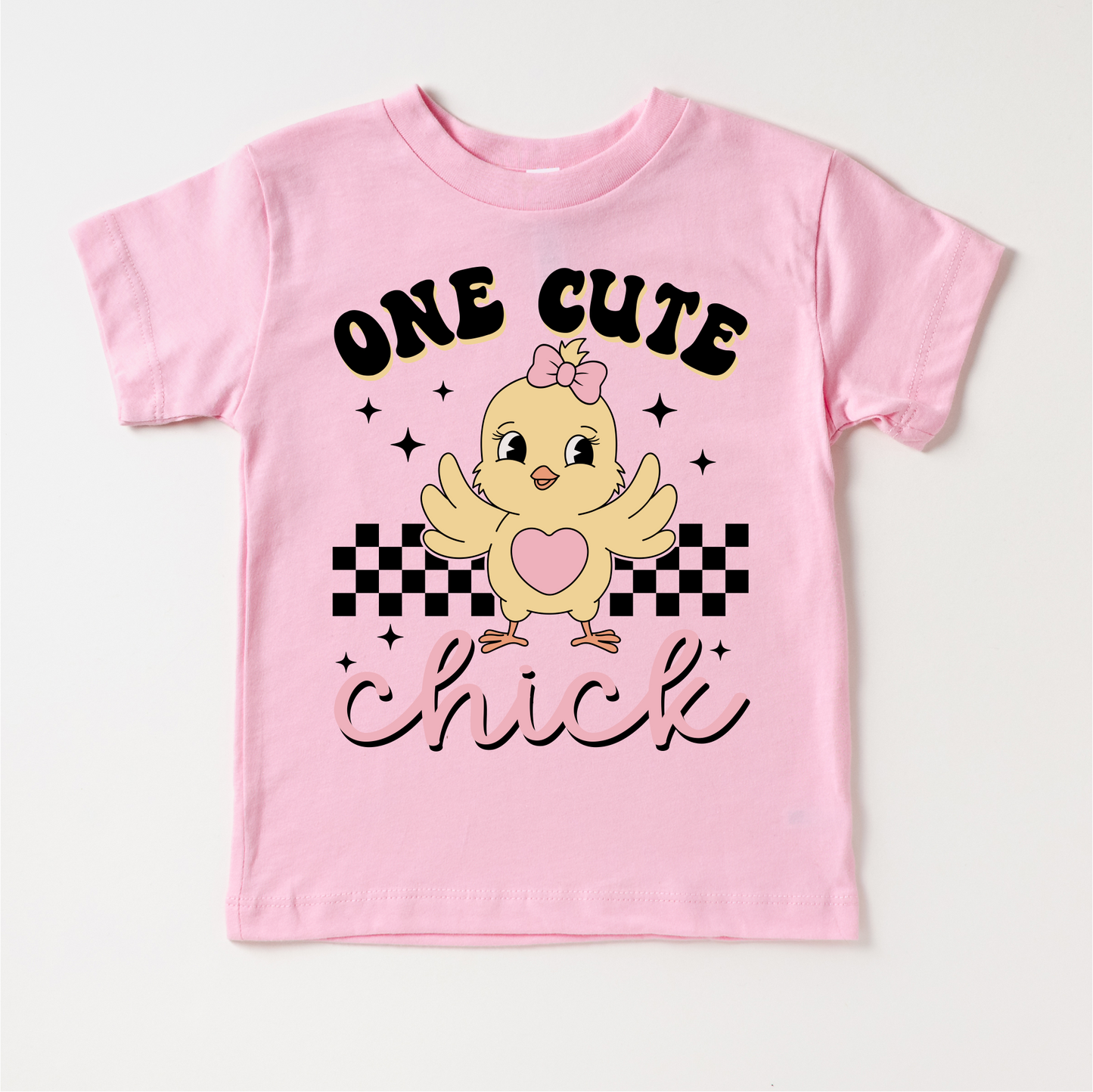 One Cute Chick Easter Shirt - Girls Retro Easter Tee