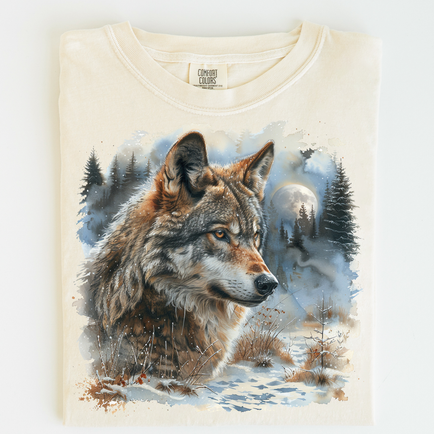 Retro Wolf Howling At The Moon Wilderness Shirt - Printed On Comfort Colors