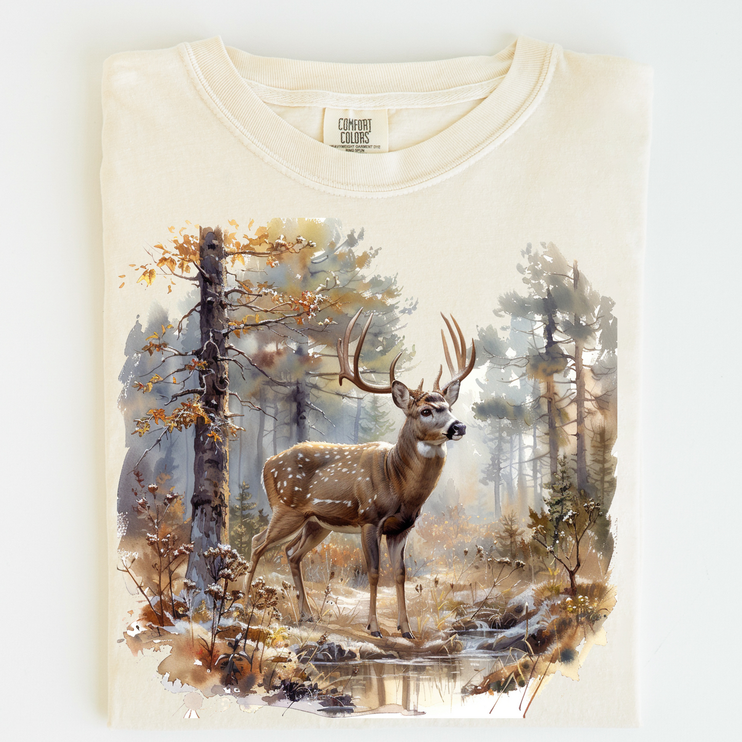 Retro White Tail Deer Shirt - Printed On Comfort Colors