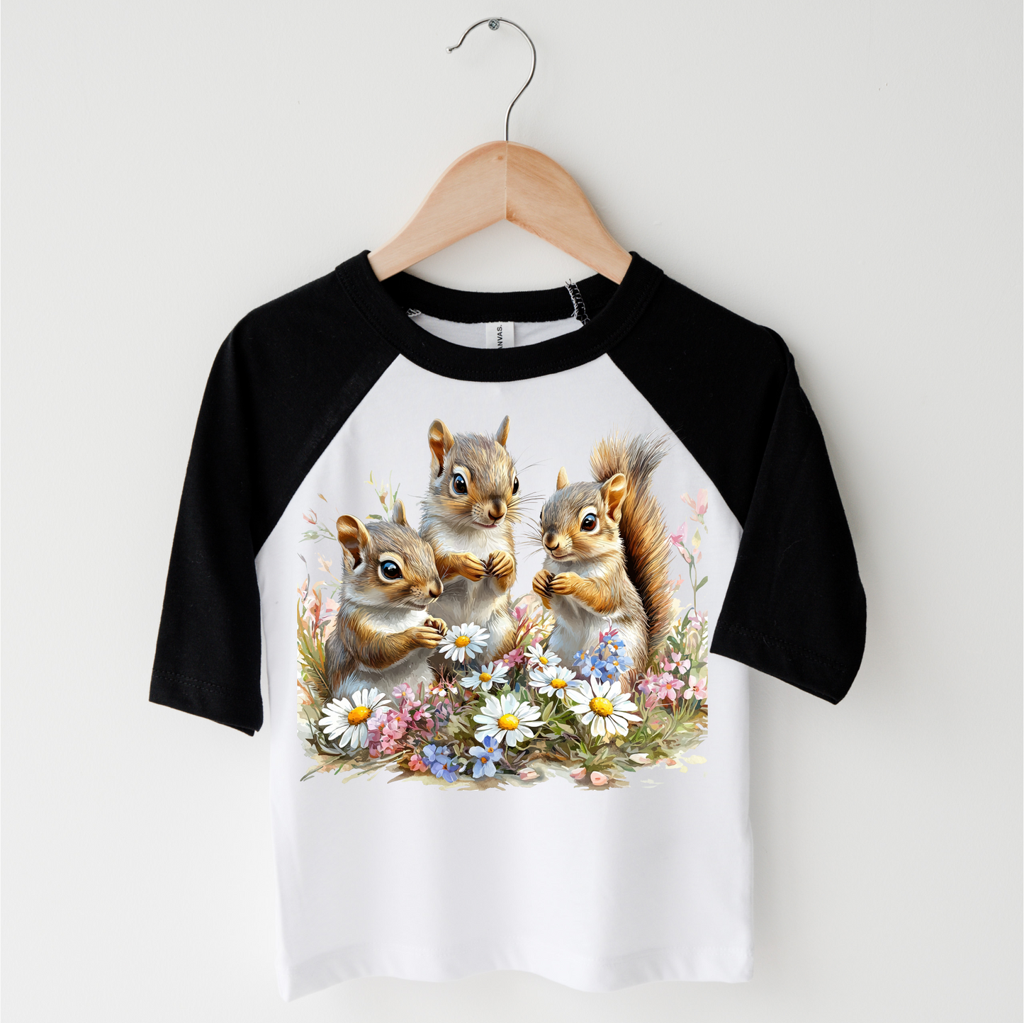 Retro Squirrel Watercolor Nature Scene Spring Shirt - Kids Tee