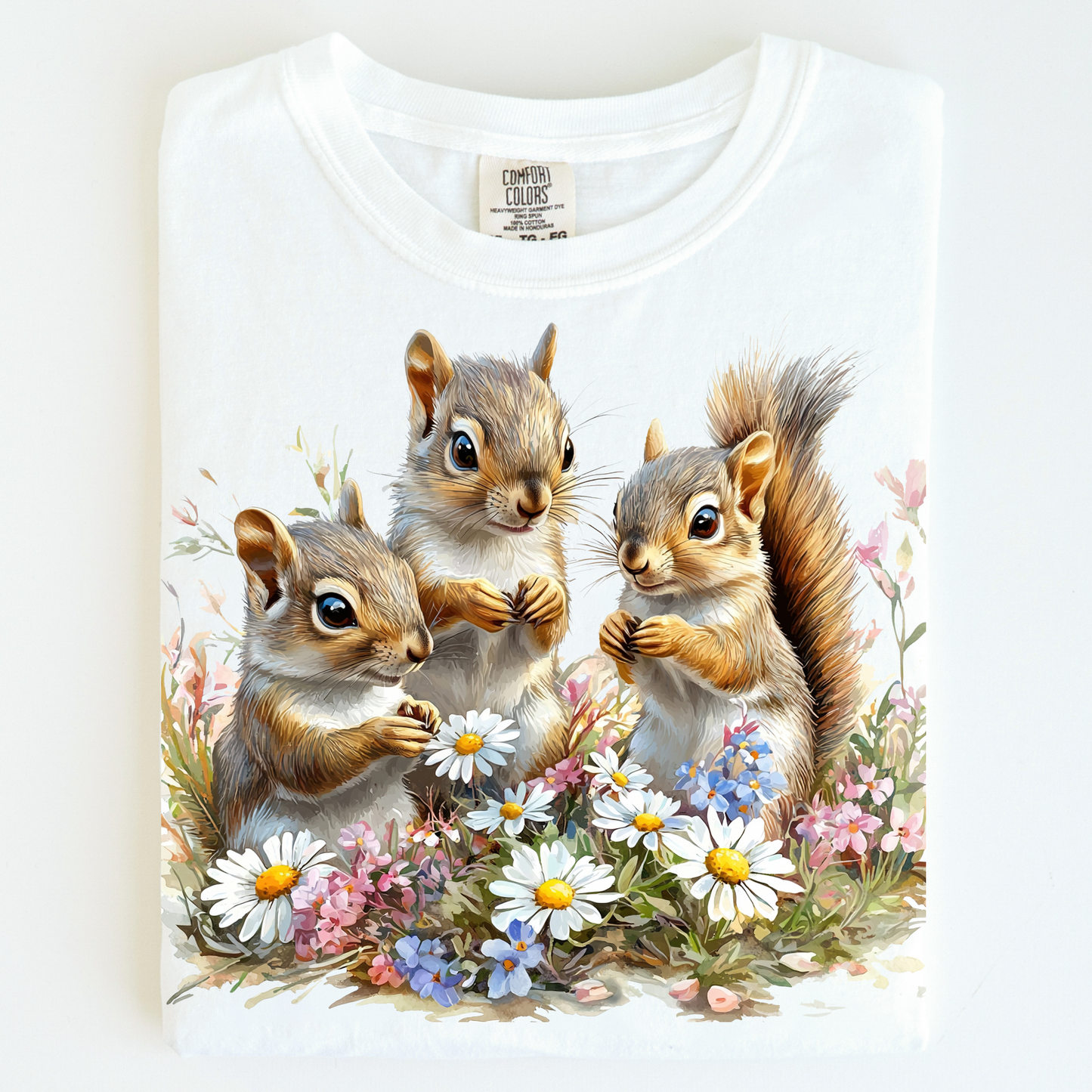 Retro Spring squirrels And Daisys Shirt - Printed On Comfort Colors