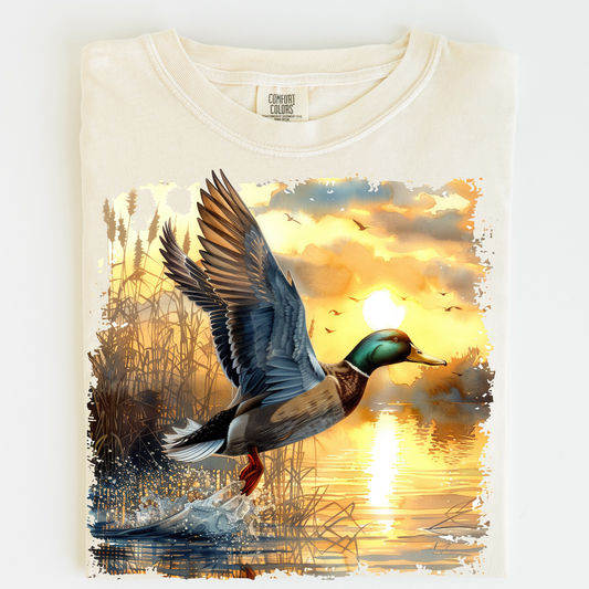 Retro Nature Scene Mallard Duck Shirt - Printed On Comfort Colors