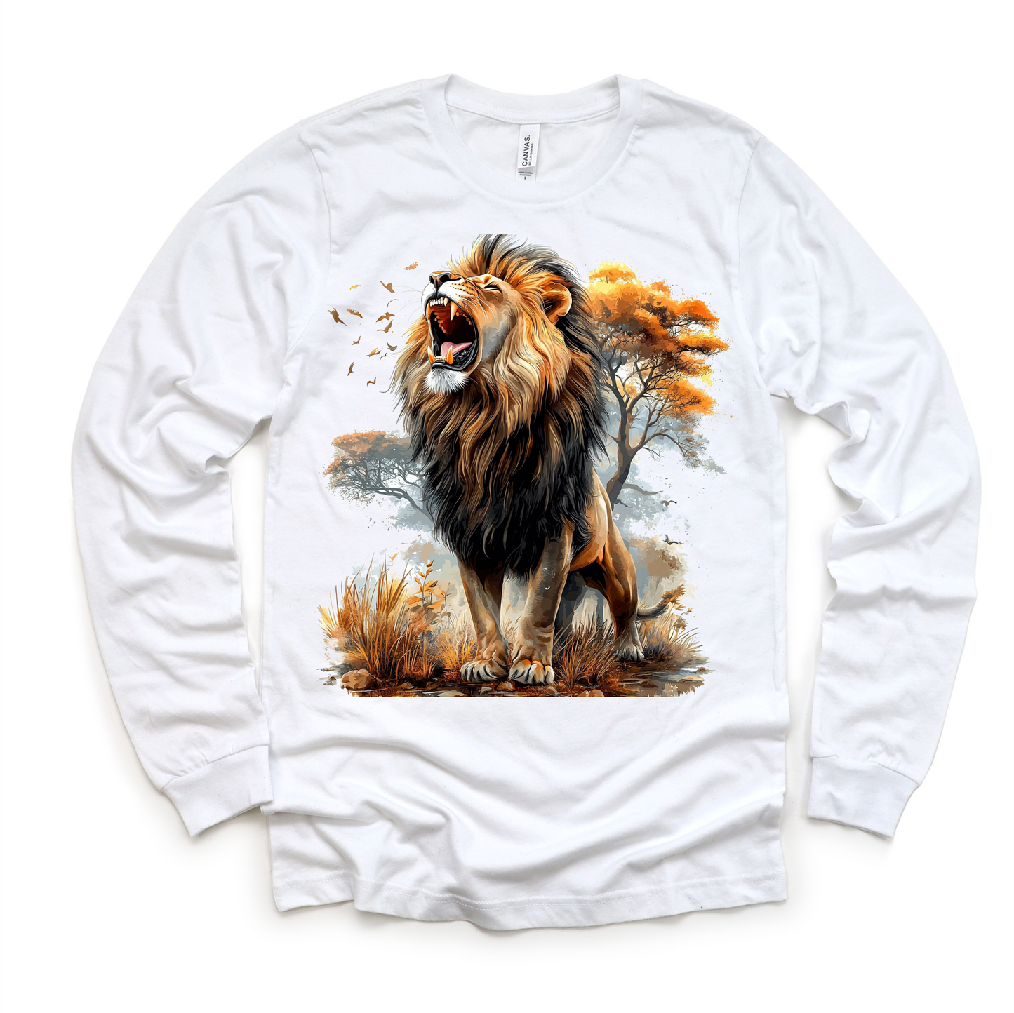 Retro Lion Jungle Watercolor Nature Scene Shirt - Kids Tee