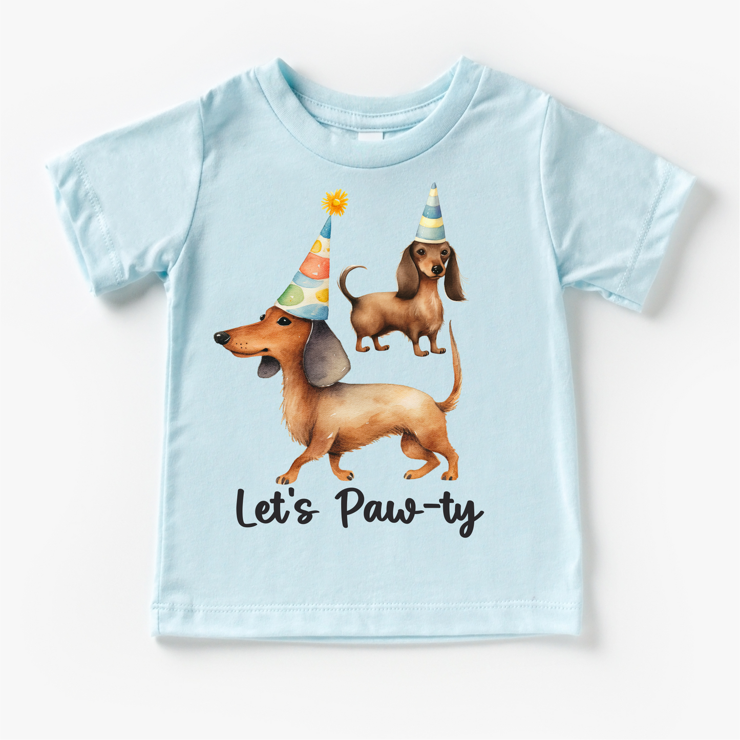 Let's Paw-ty Dachshund Birthday Shirt - Kids Dog Birthday Tee