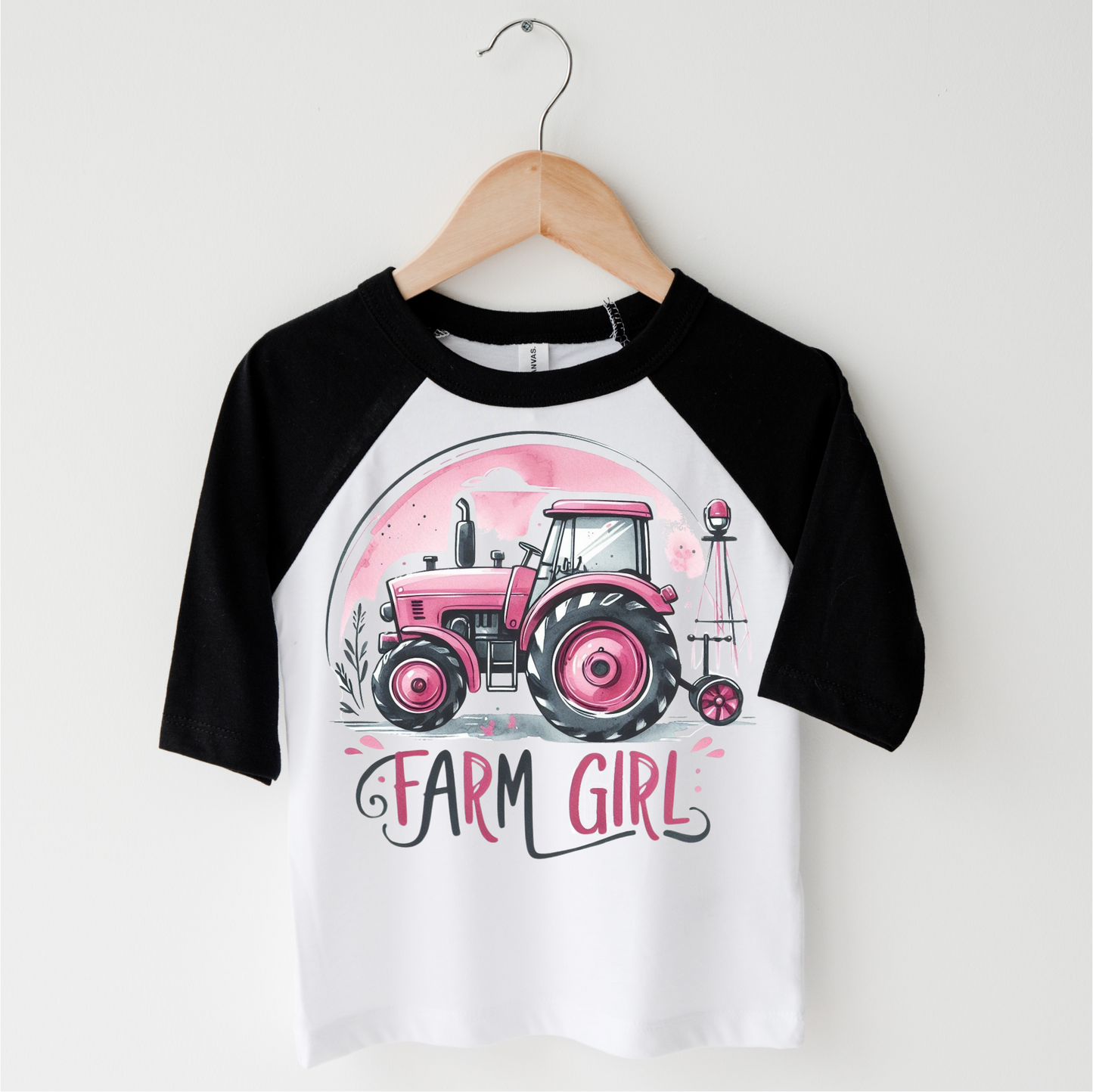 Pink Tractor Girls Shirt Farm Girl Pink Tractor Shirt