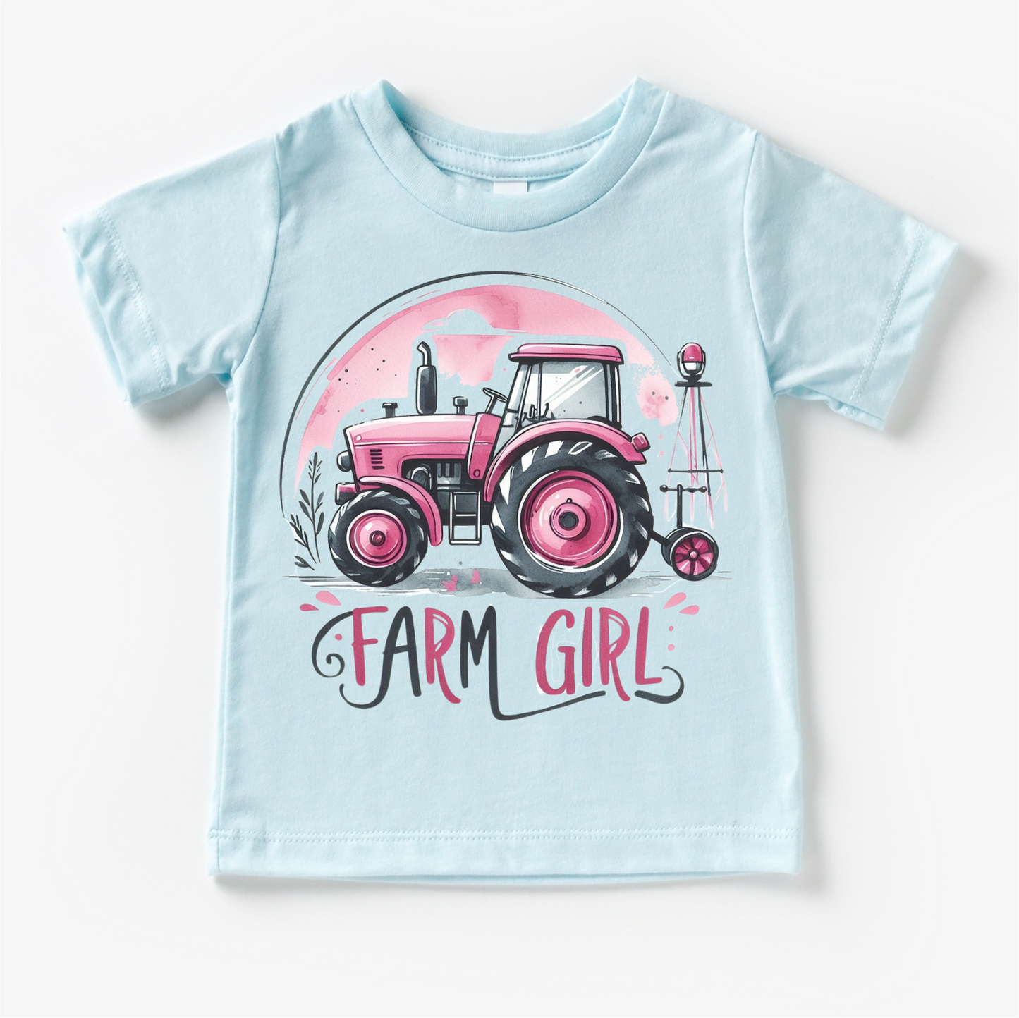 Pink Tractor Girls Shirt Farm Girl Pink Tractor Shirt