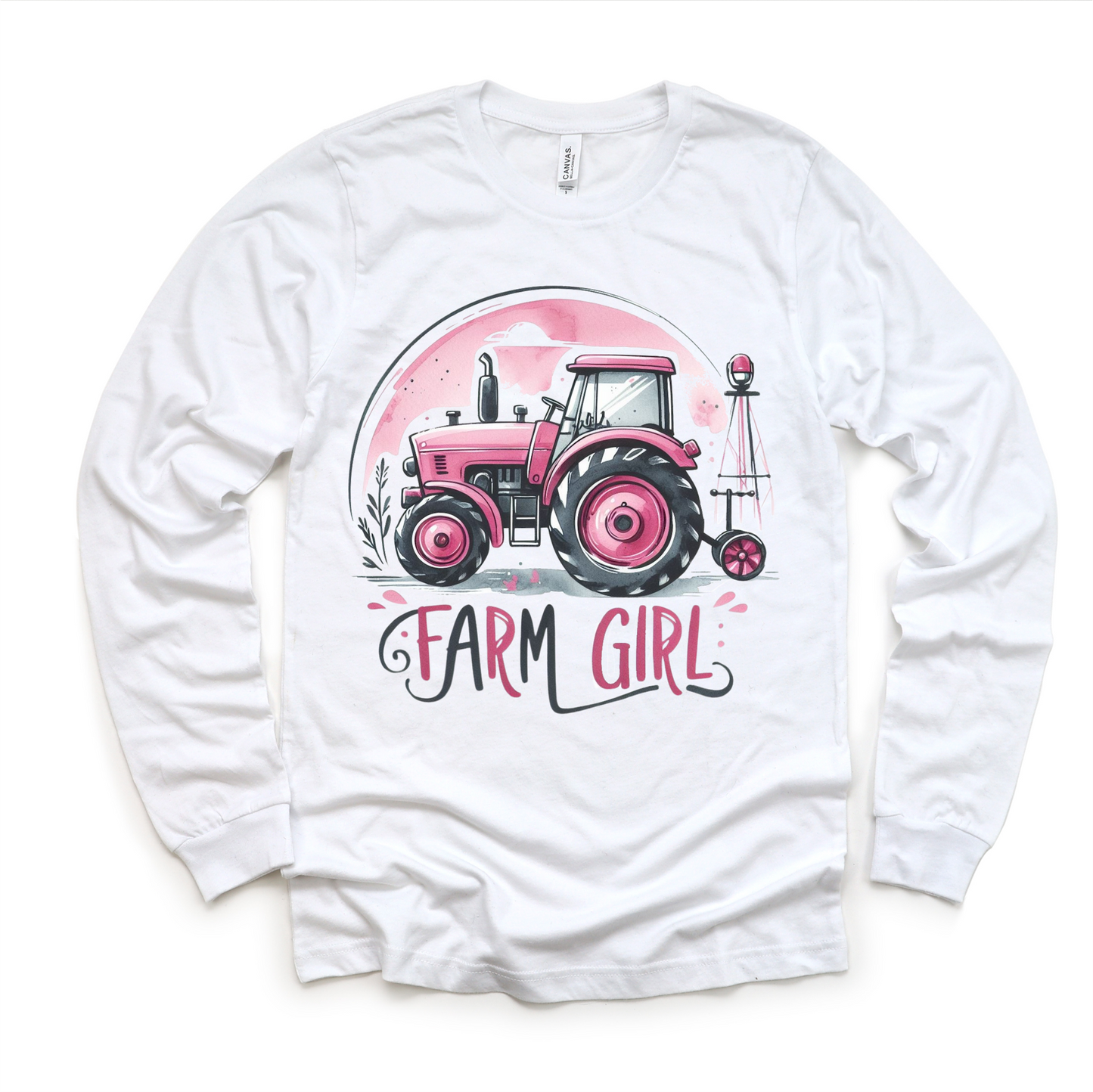 Pink Tractor Girls Shirt Farm Girl Pink Tractor Shirt