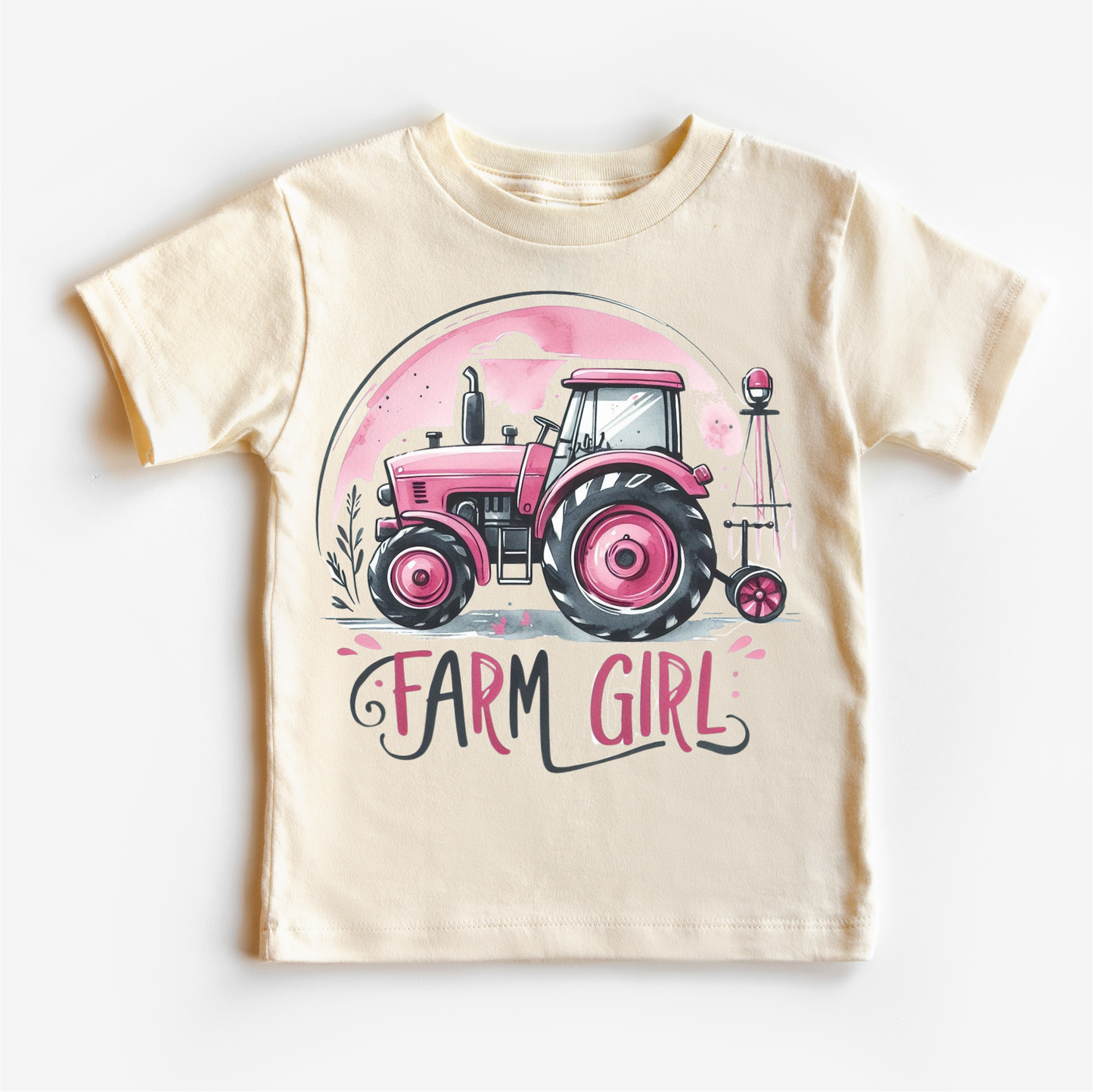 Pink Tractor Girls Shirt Farm Girl Pink Tractor Shirt