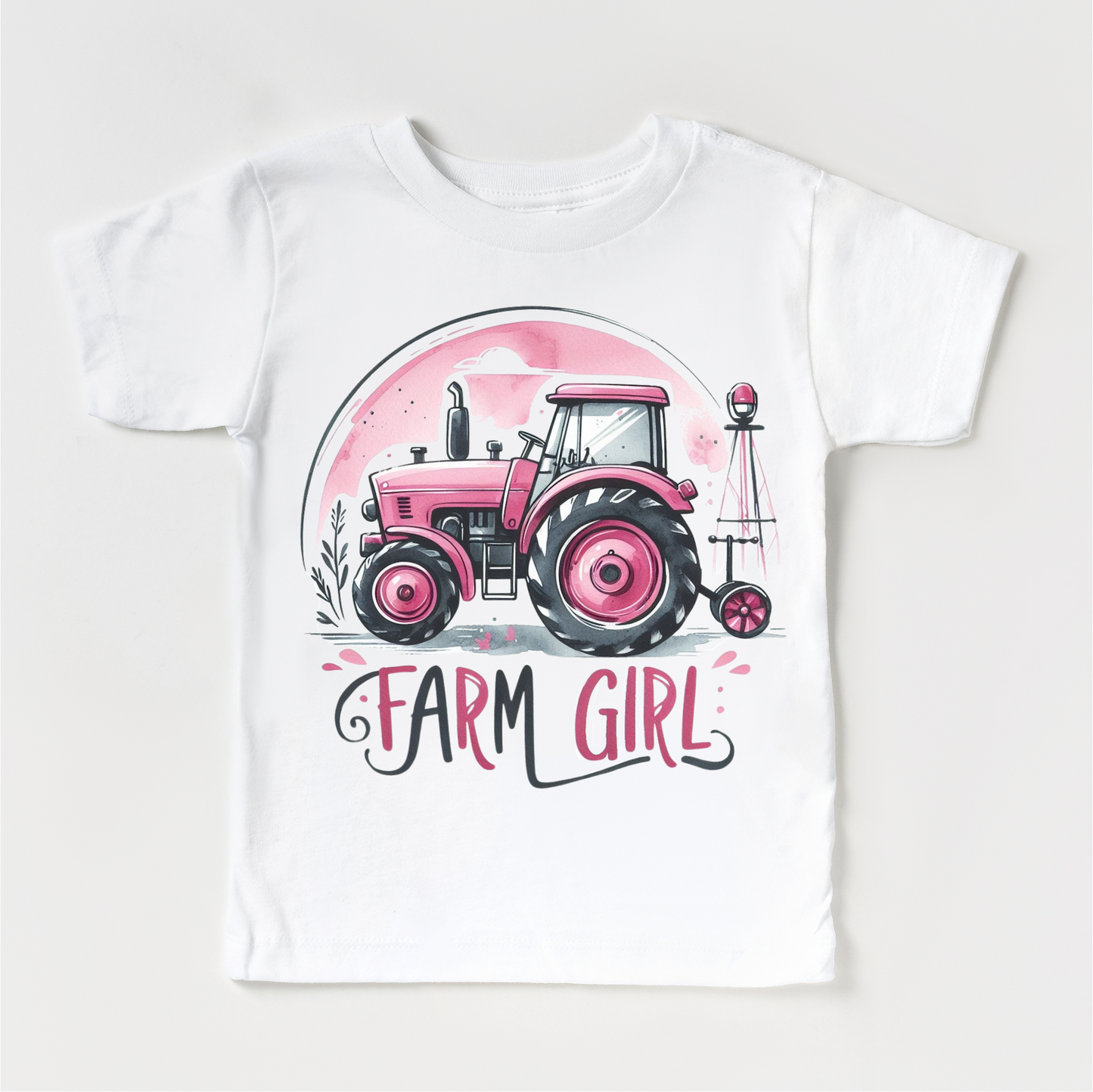 Pink Tractor Girls Shirt Farm Girl Pink Tractor Shirt
