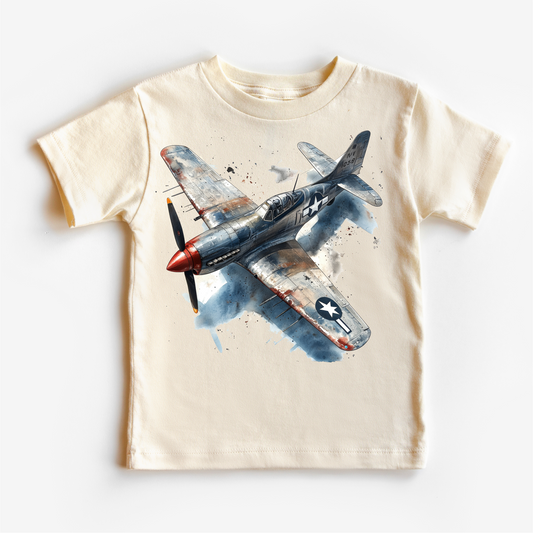 Retro US Military Fighter Jet  Shirt -  Watercolor Airplane Tee