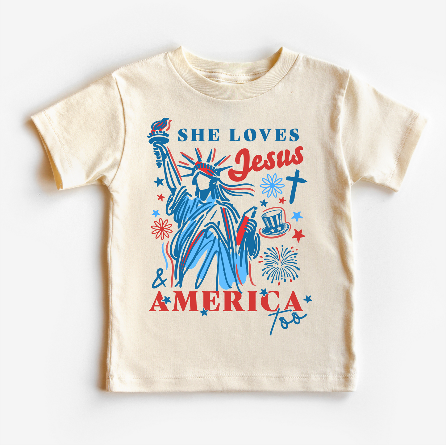 4th Of July Patriotic Independence Day Shirt She Loves Jesus And America Too Tee